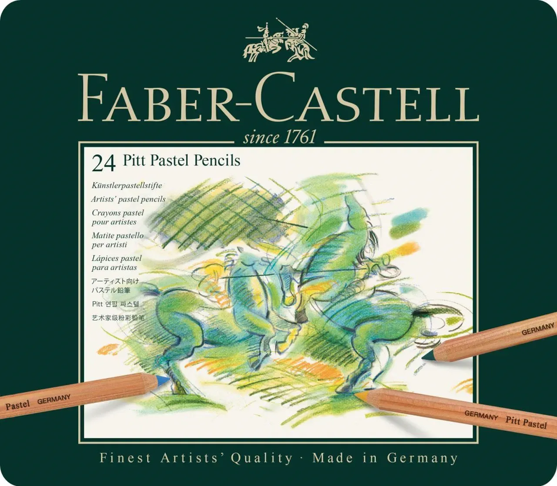 סט עפרונות פסטל קופסת פח – 24 עפרונות Faber-Castell Pitt