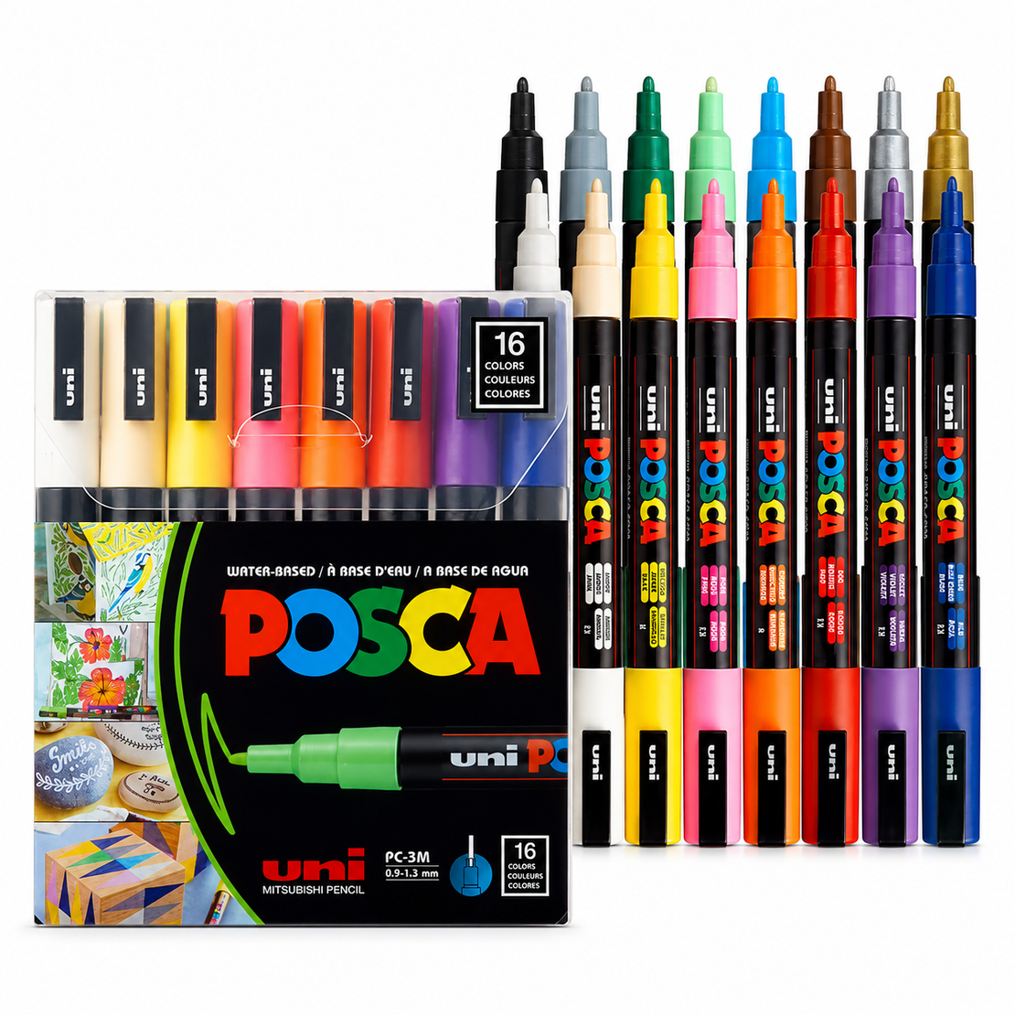 סט 16 טושים אקריליק פוסקה UNI POSCA PC-3M