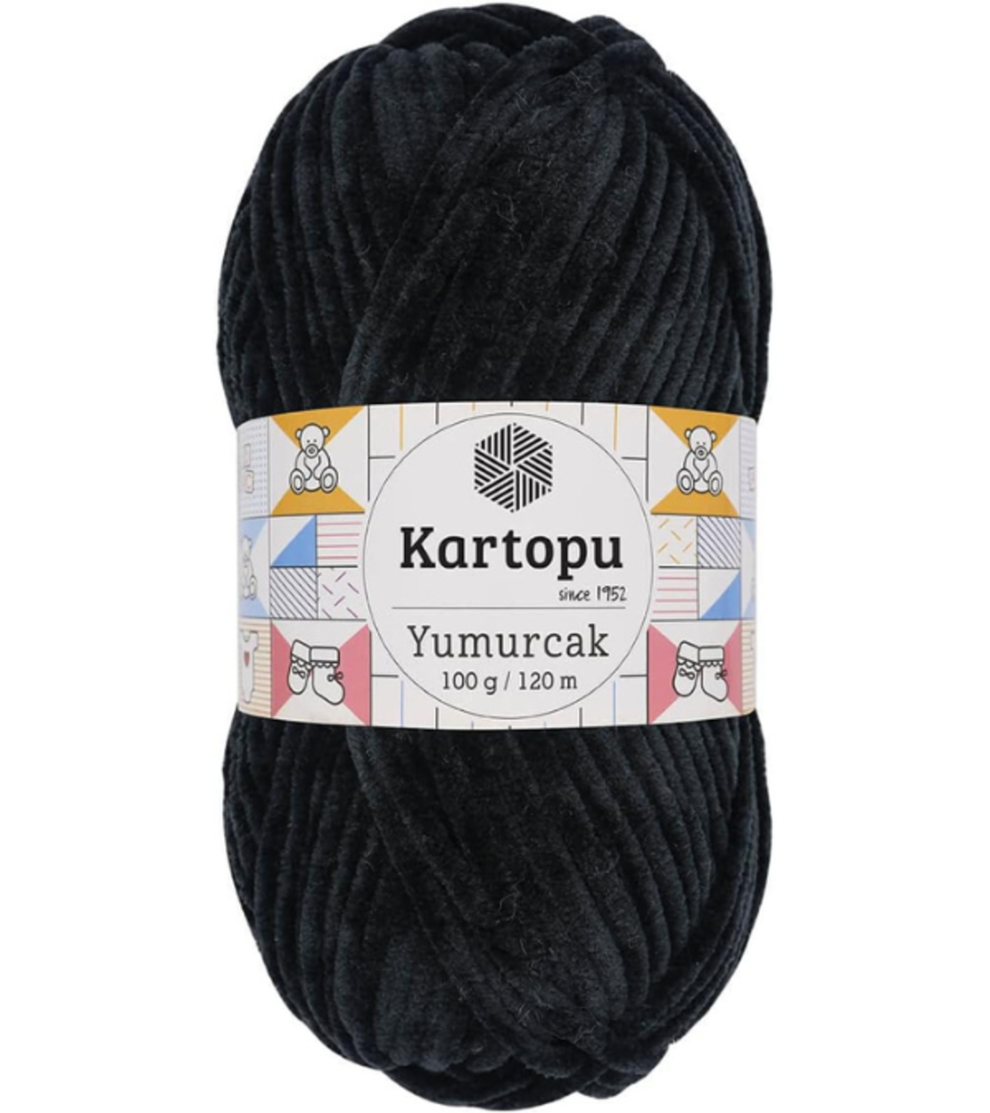 חוט קטיפה לסריגה Kartopu Yumurcak – צבע שחור