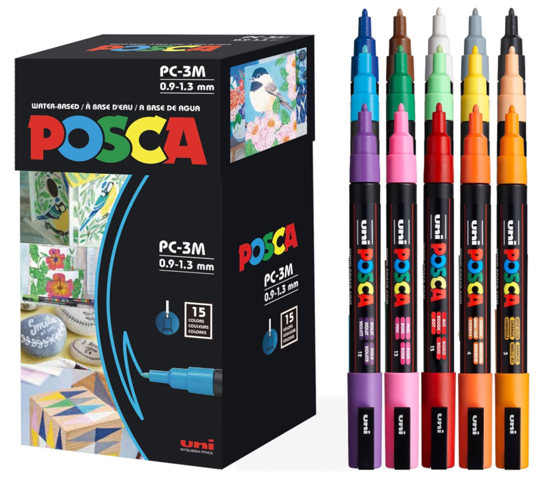סט 15 טושים אקריליק פוסקה UNI POSCA PC-3M