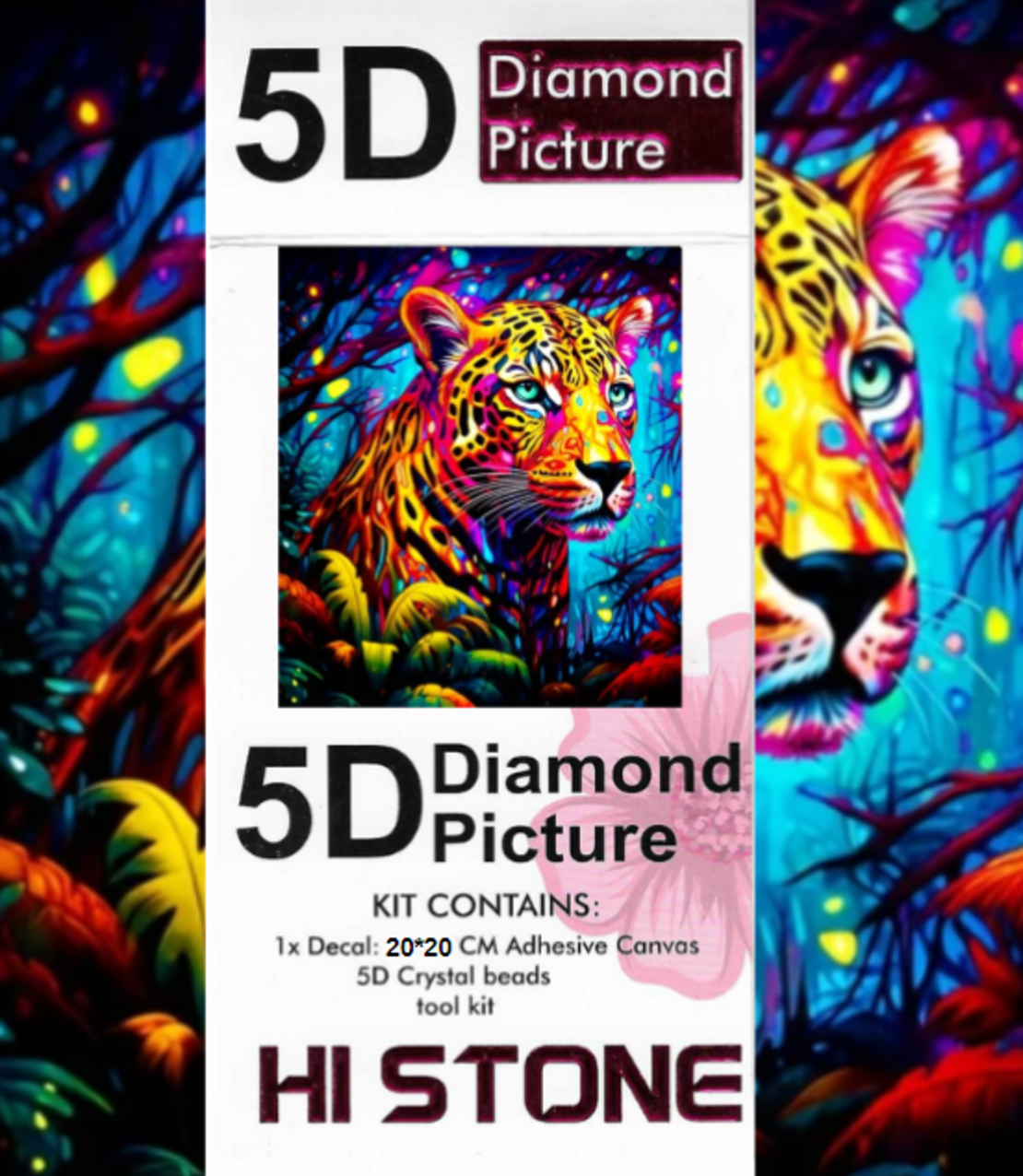 ערכת תמונת יהלומים 5D HI STONE - נמר ביער צבעוני - 20x20 ס