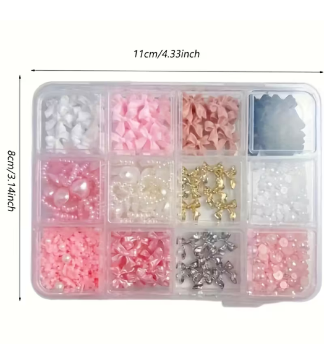 קיט קישוט וצורות – 12 תאים עם אבני פנינים ואלמנטים לעיצוב