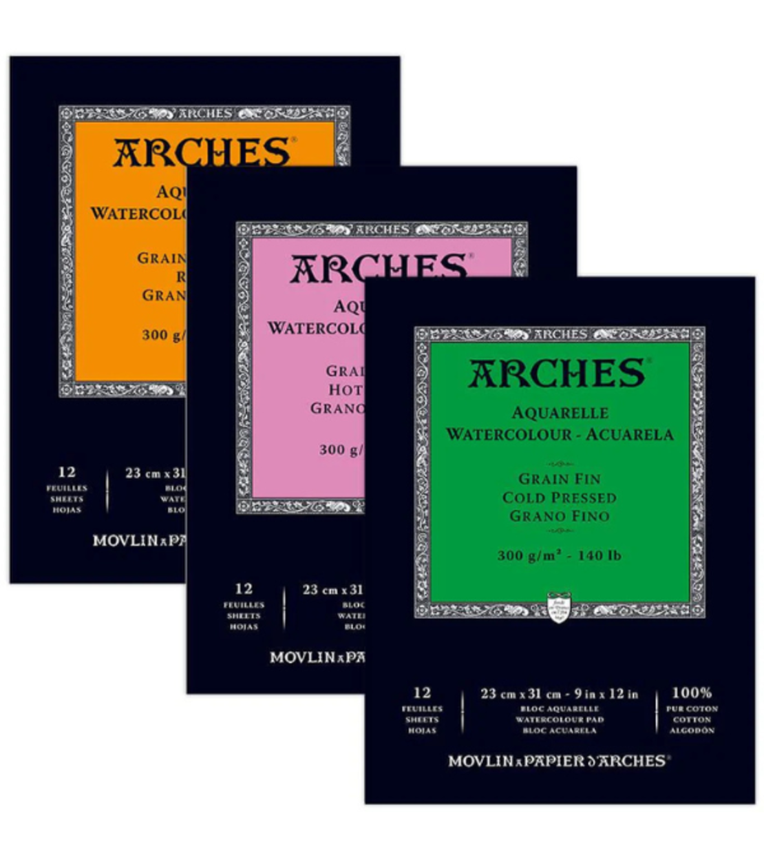 בלוק נייר אקוורל 100% כותנה - Arches Watercolour Pads 300gsm