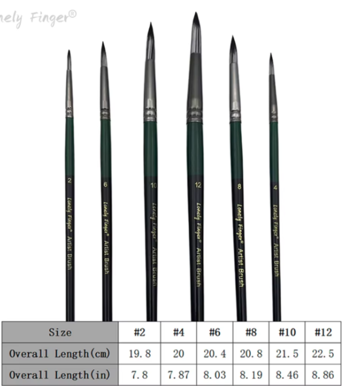 סט מכחולים מקצועיים לציור – 6 חלקים עגולים (Lonely Finger Artist Brush Set)