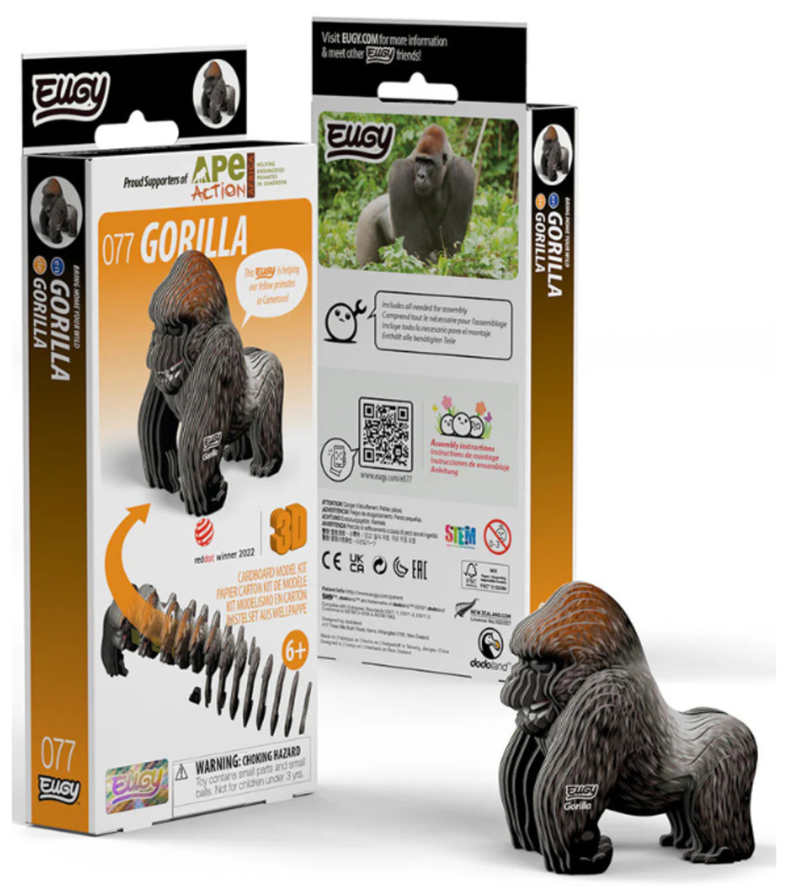 ערכת הרכבה תלת־ממדית גורילה EUGY – Gorilla פאזל 3D מקרטון