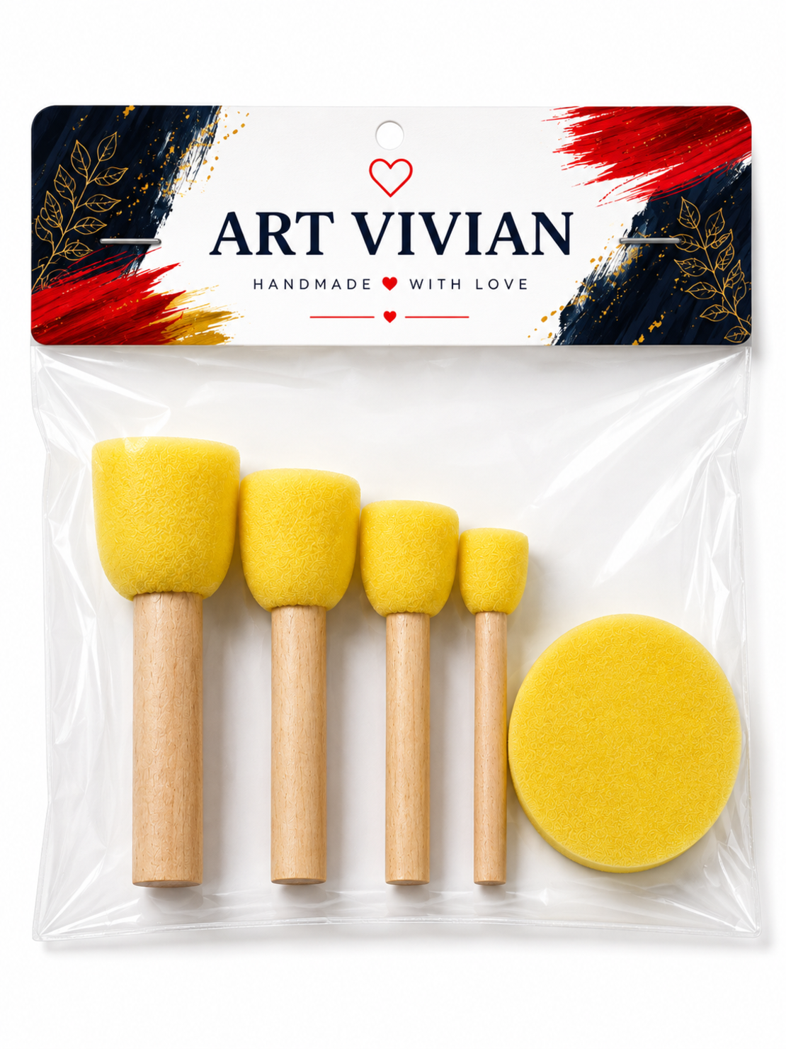 סט ספוגיות טפיחה לצביעה ויצירה –5 יחידות Sponge Daubers Set for Painting & Craft