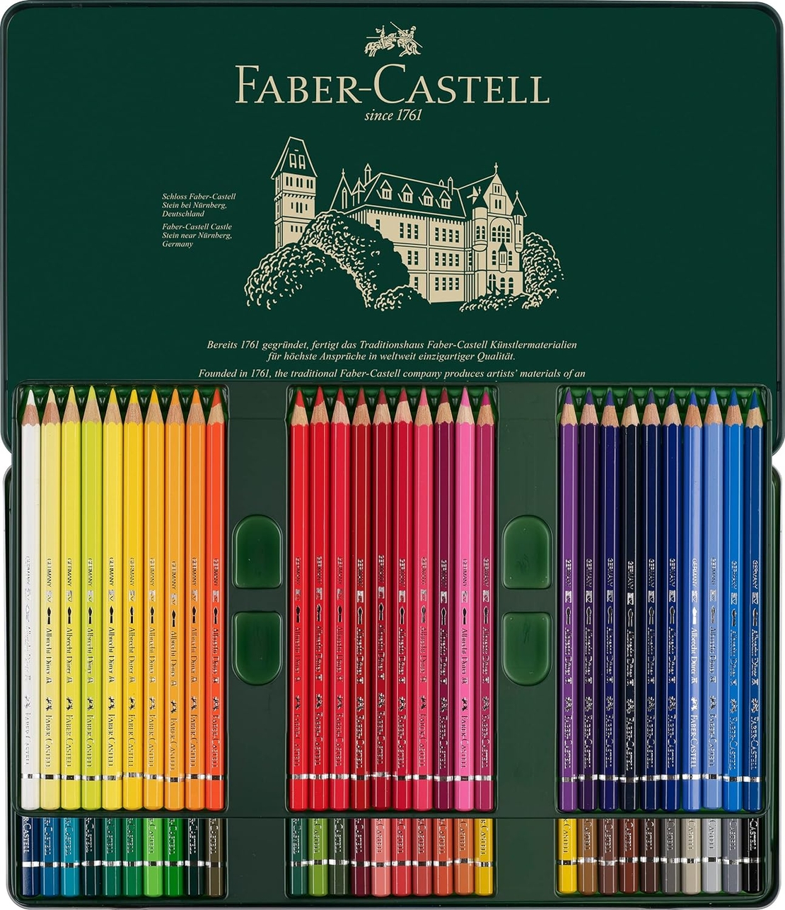 סט עפרונות צבעי מים קופסת פח – 60 עפרונות  Faber-Castell Albrecht Dürer