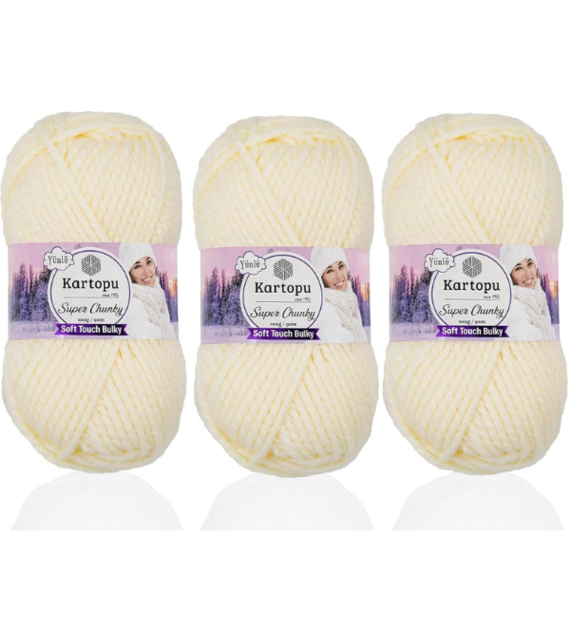 חוט צמר עבה לסריגה Kartopu Super Chunky – צבע קרם