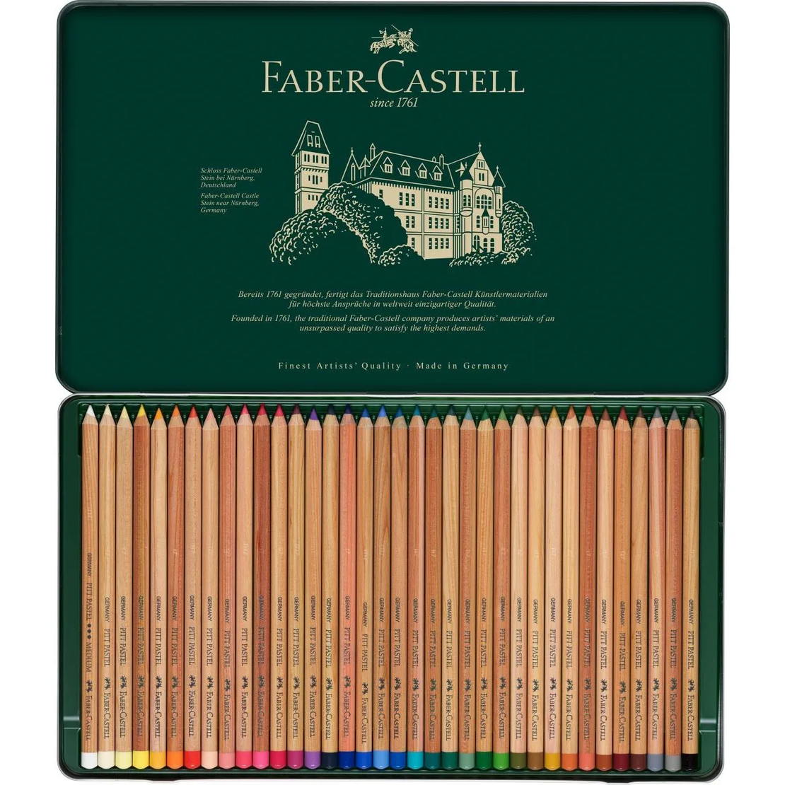 סט עפרונות פסטל קופסת פח 36 עפרונות  Faber-Castell Pitt
