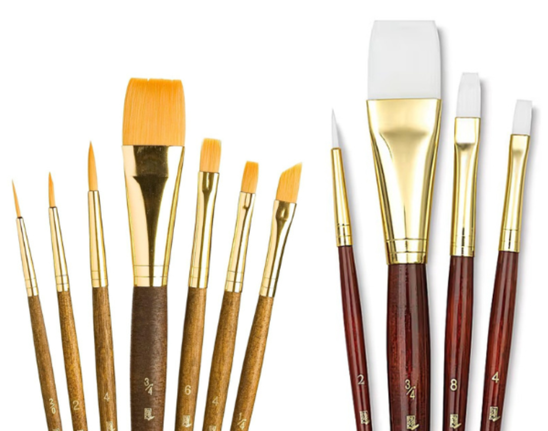 מכחולים מקצועיים מסדרת Taklon – זהב ולבן