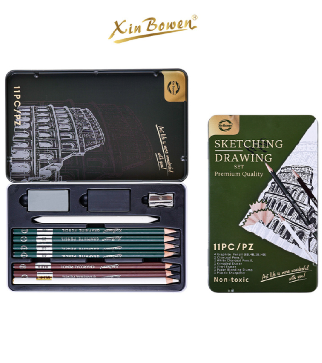 סט רישום מקצועי 11 חלקים – Xin Bowen Sketching & Drawing Set