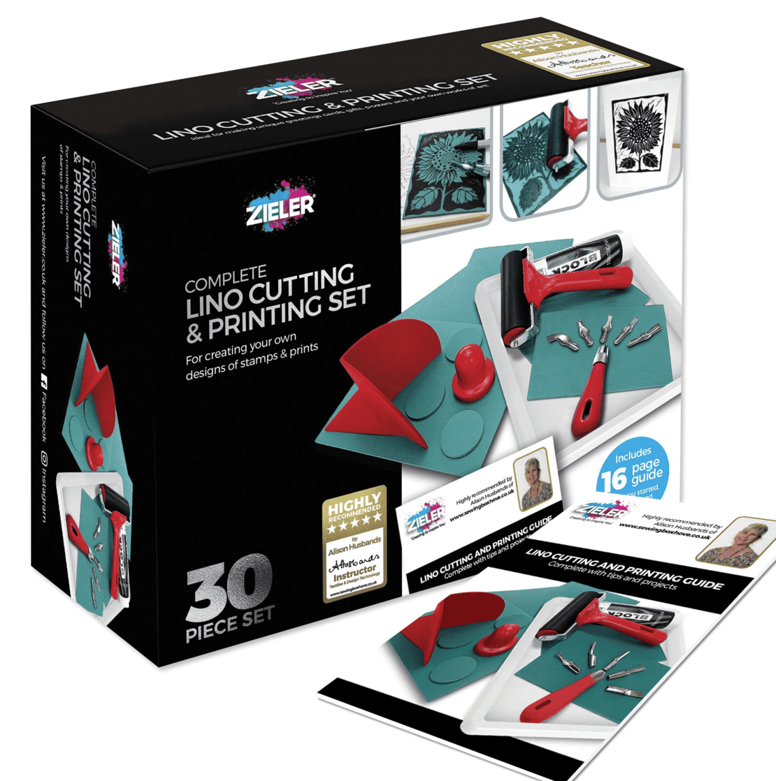 ערכת חיתוך והדפסה לינוליאום סט של 30 חלקים Zieler Lino Cutting & Printing Set