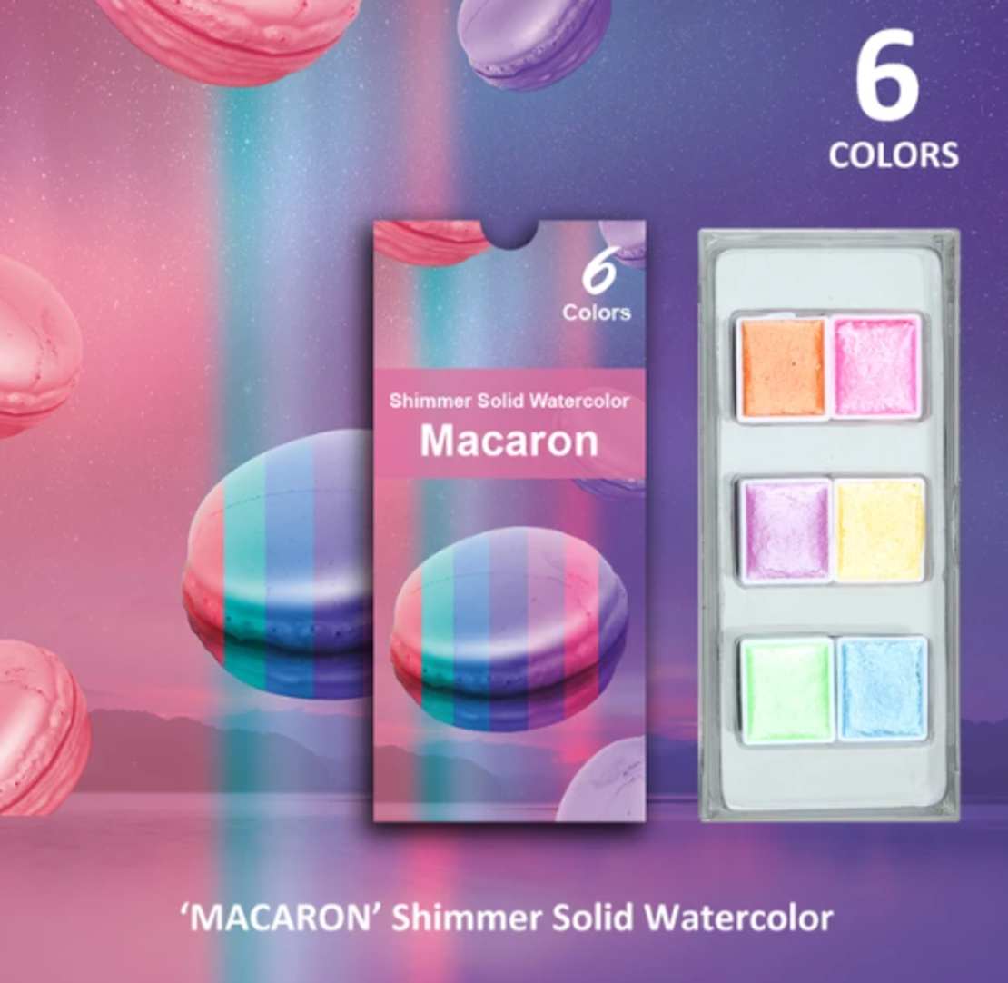 ערכת צבעי מים מטאליים 6 צבעים פסטליים זוהרים - Macaron