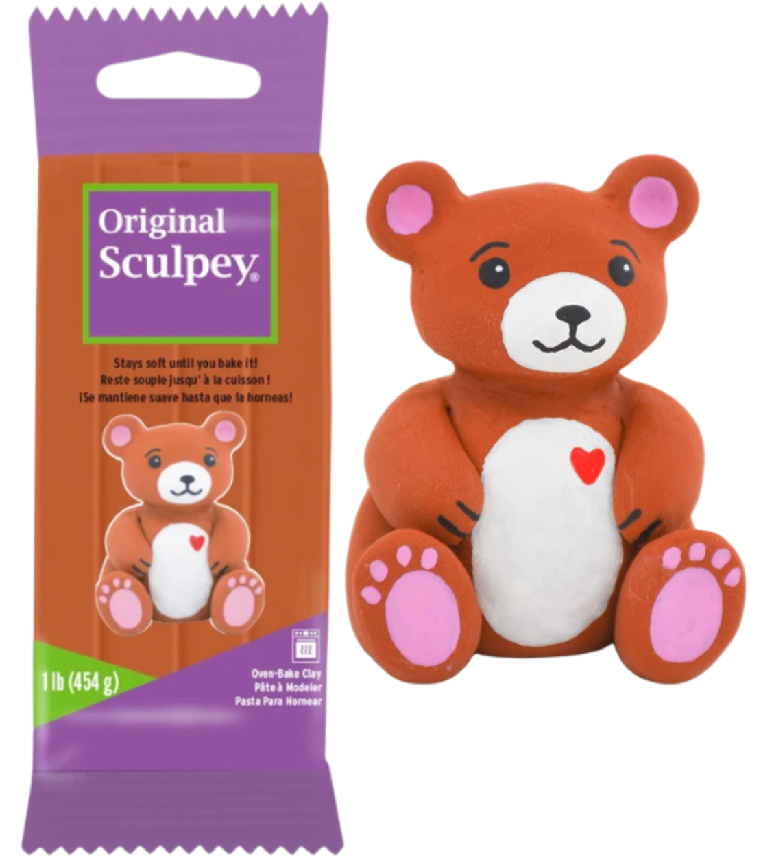 חימר פולימרי לאפייה חום - 454 גרם - Original Sculpey Brown