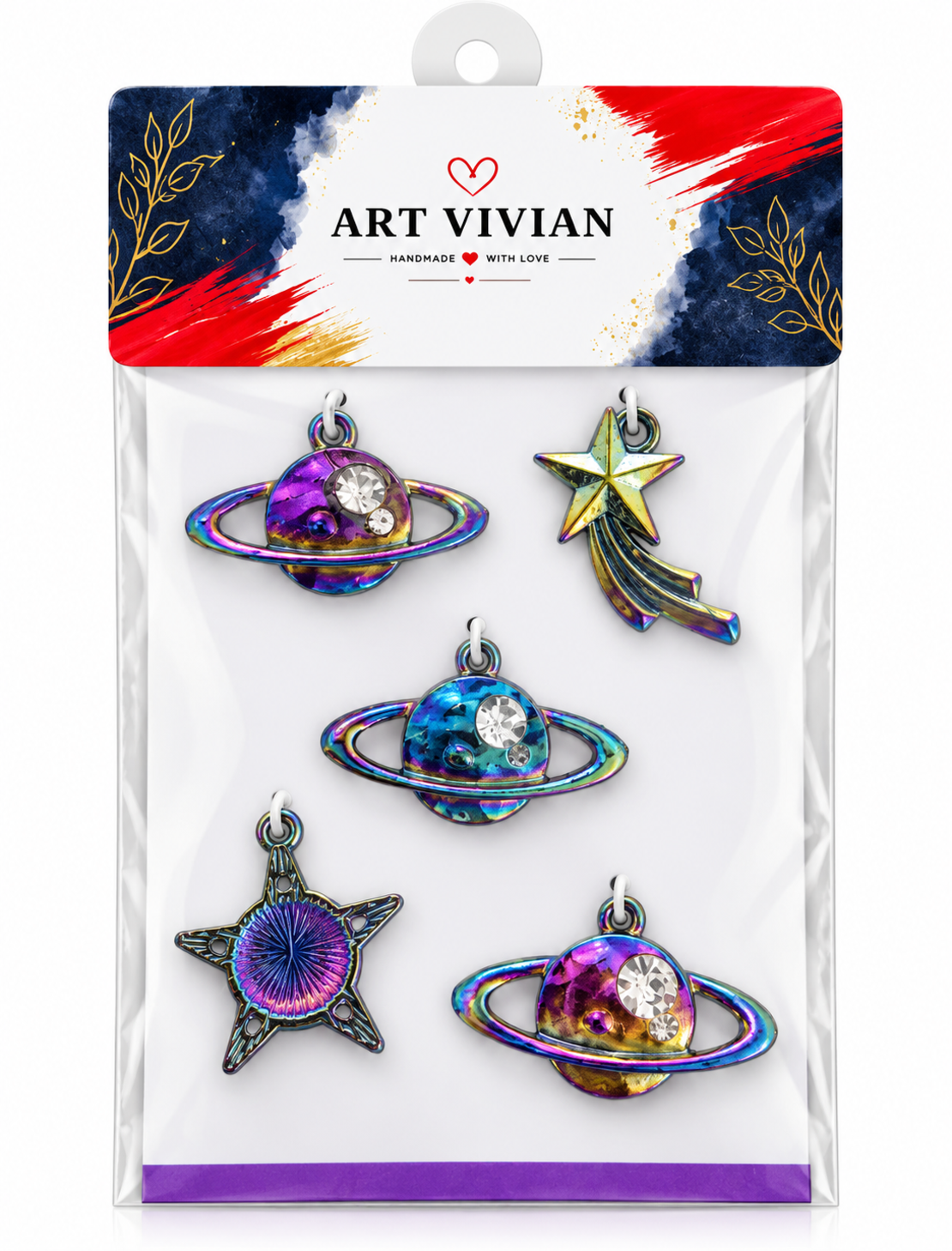 סט תליוני חלל לעיצוב ותכשיטנות – Wanderlust Space Charms 5 Pieces Pendant Set