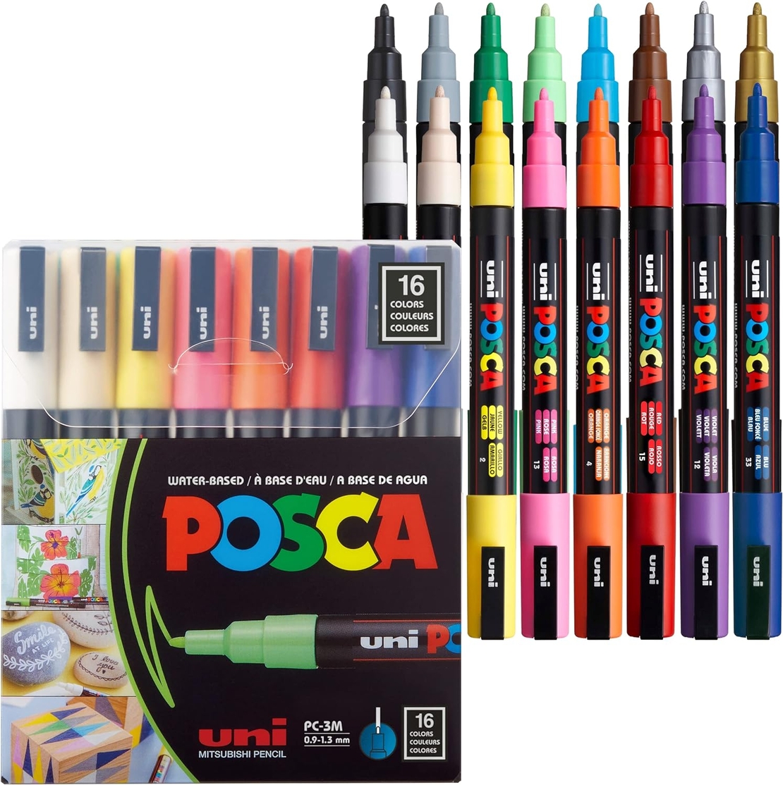 סט 16 טושים אקריליק פוסקה UNI POSCA PC-3M