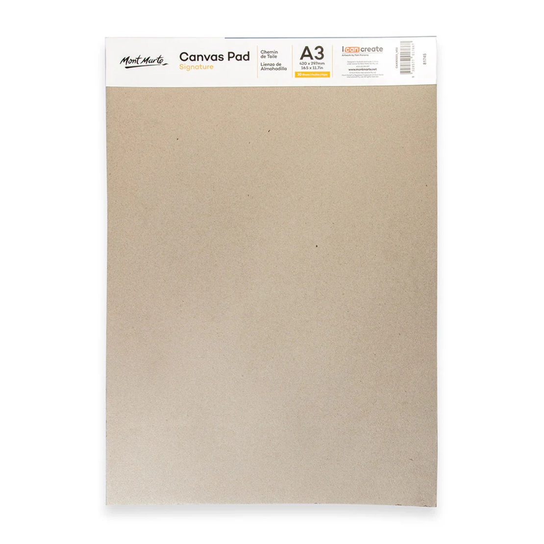 בלוק קנבס A3 לציור כולל 10 דפים Mont Marte Canvas Pad Signature