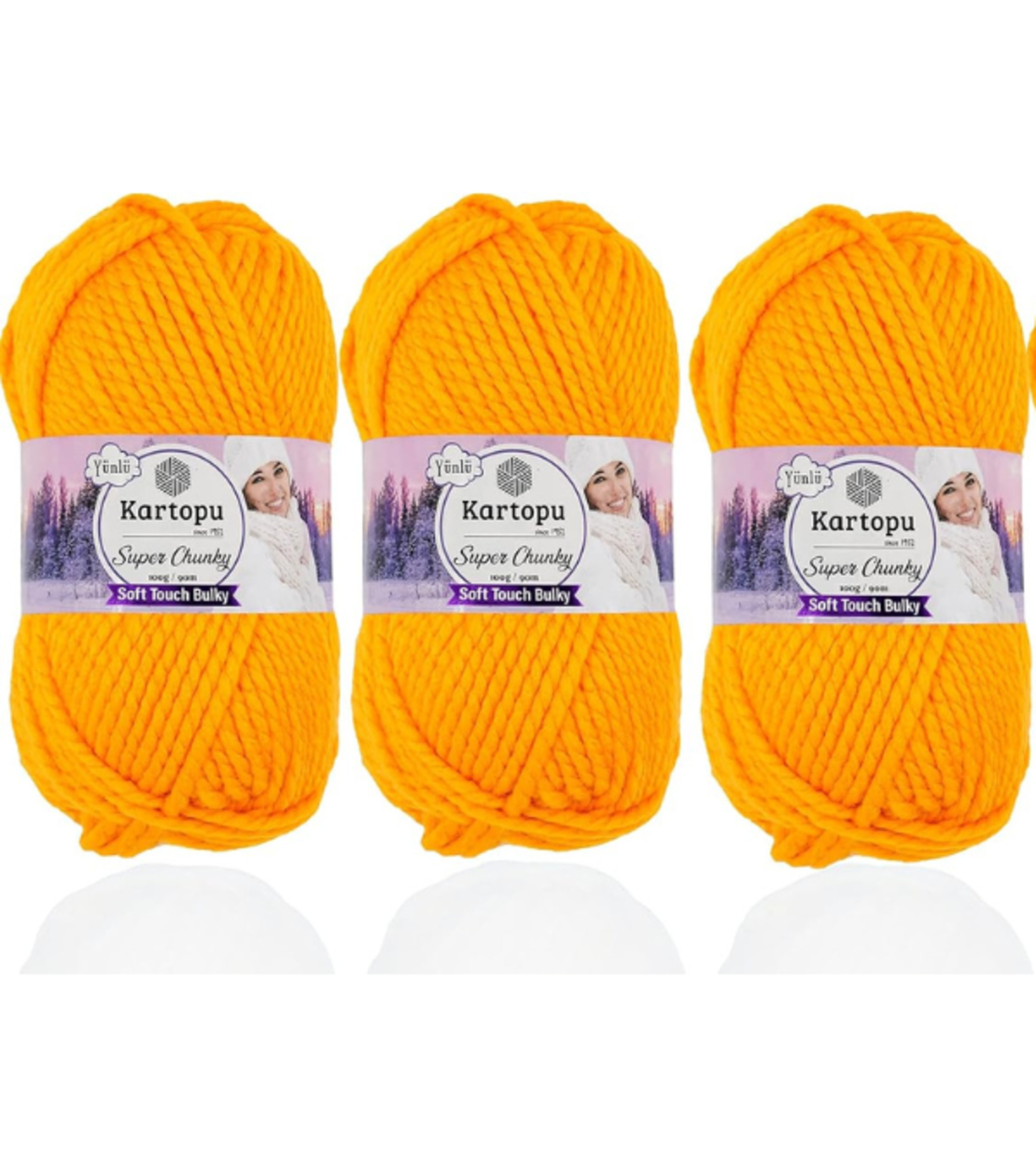 חוט צמר עבה לסריגה Kartopu Super Chunky – צבע צהוב חרדל