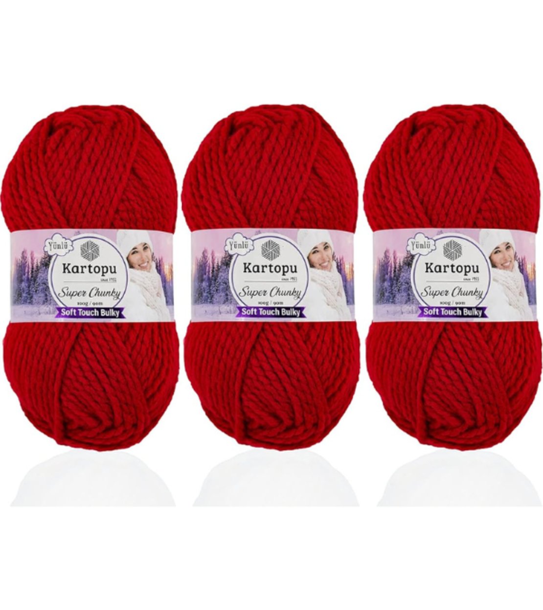 חוט צמר עבה לסריגה Kartopu Super Chunky – צבע אדום עז