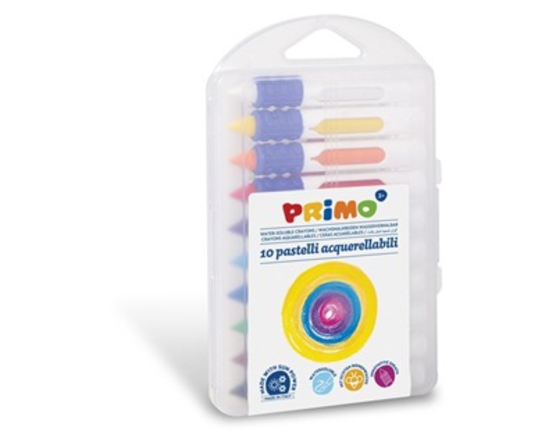 טושי שעווה אקוורליים – סט 10 יחידות עם אחיזה ארגונומית + מגרד PRIMO