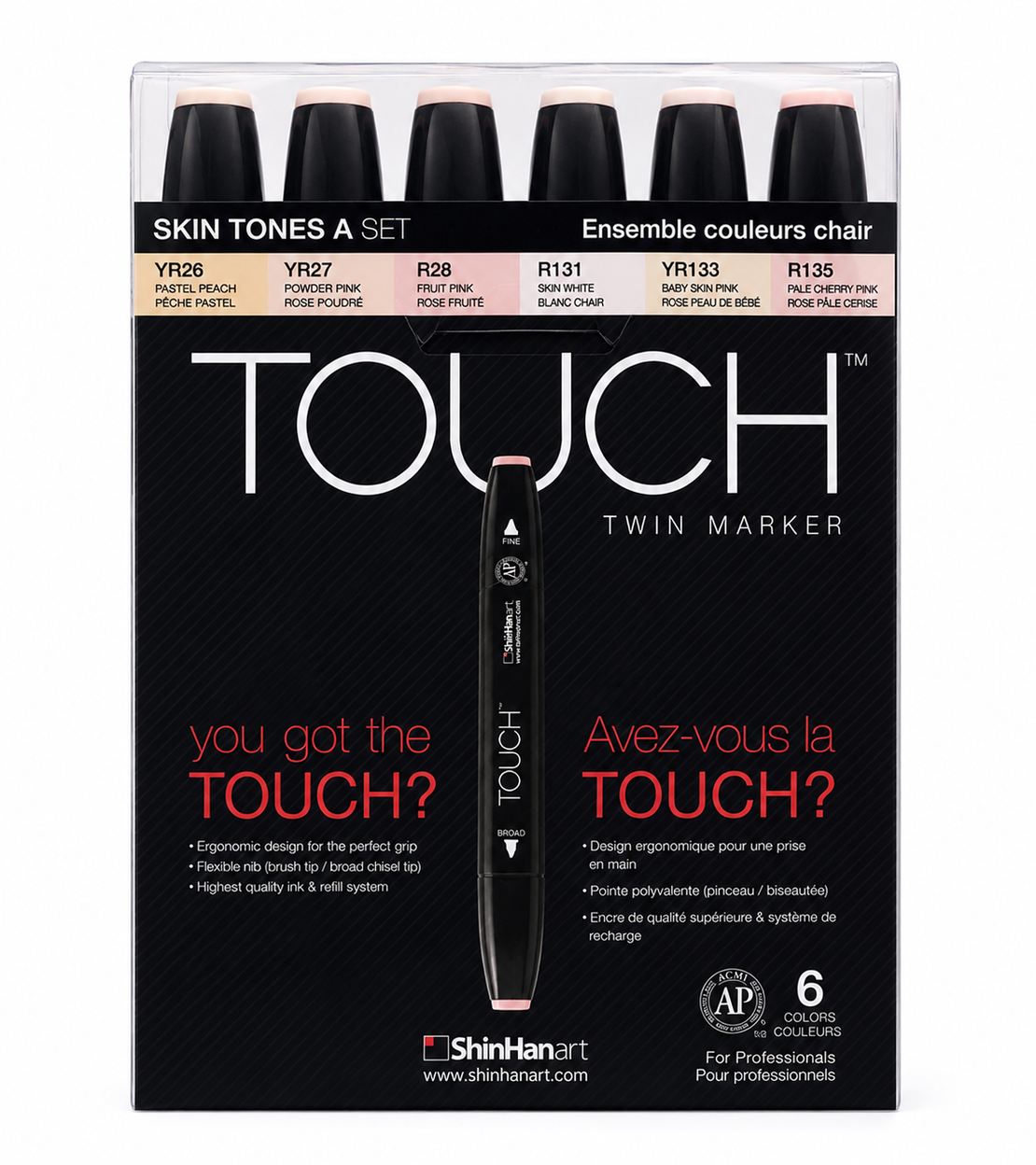 ערכת טושים Touch Twin 6 צבעים - סט גווני עור A על בסיס אלכוהול