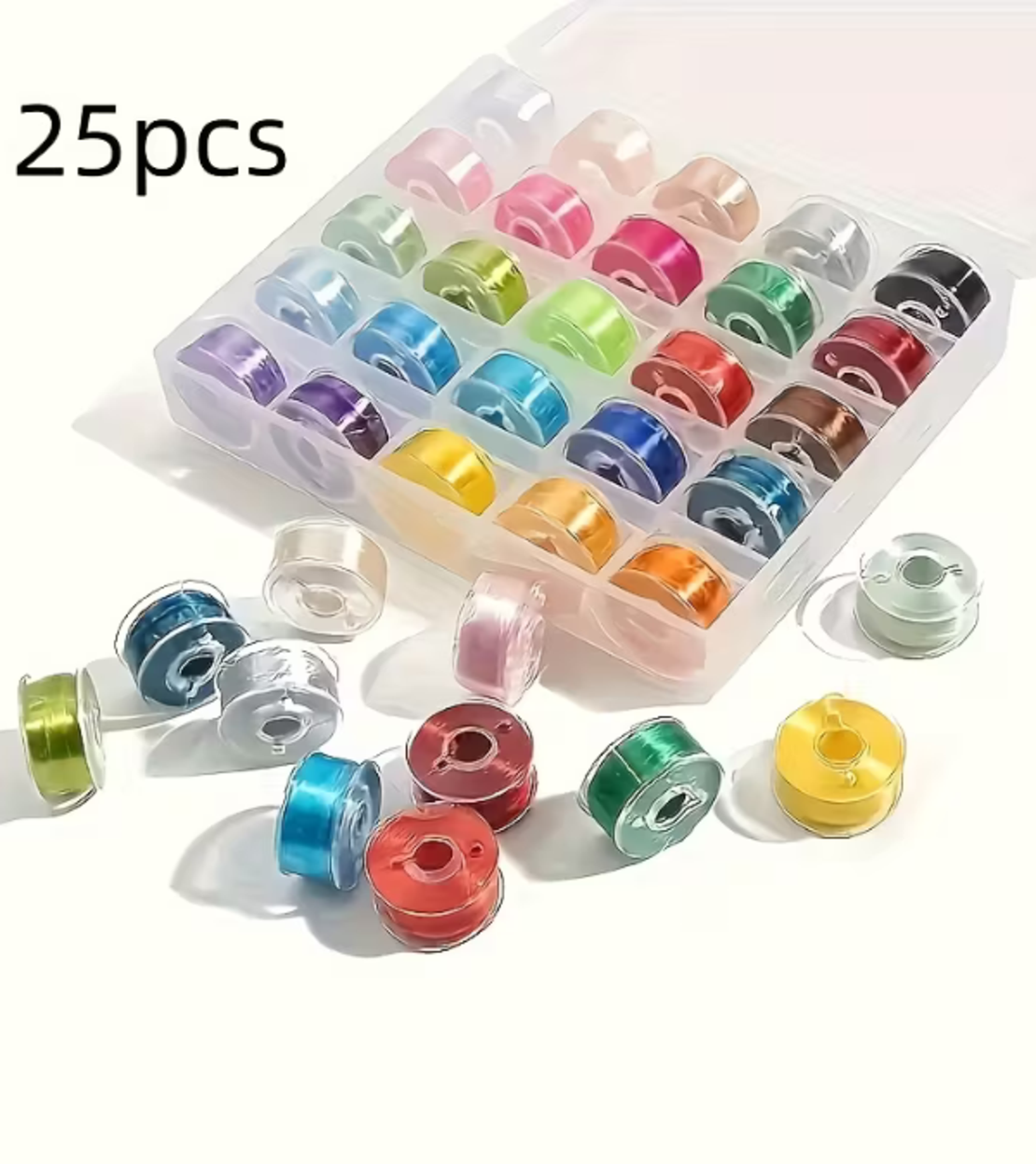 סט סלילי חוט תפירה – 25 צבעים + קופסת אחסון
