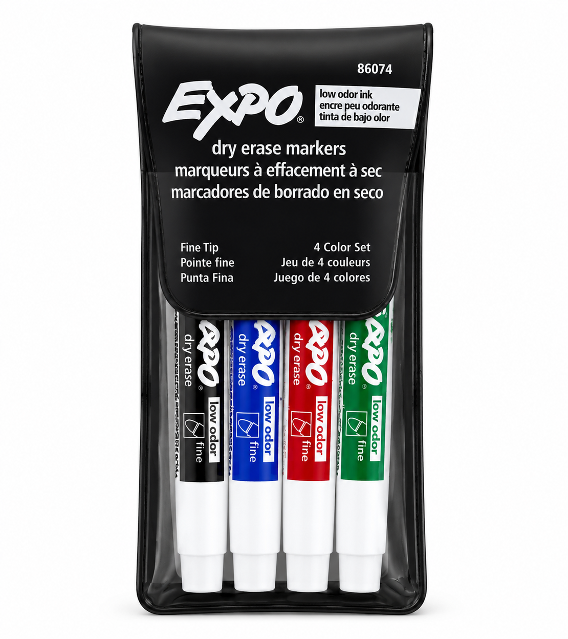 טושים ללוח מחיק EXPO – ראש דק | סט 4 צבעים | 86074