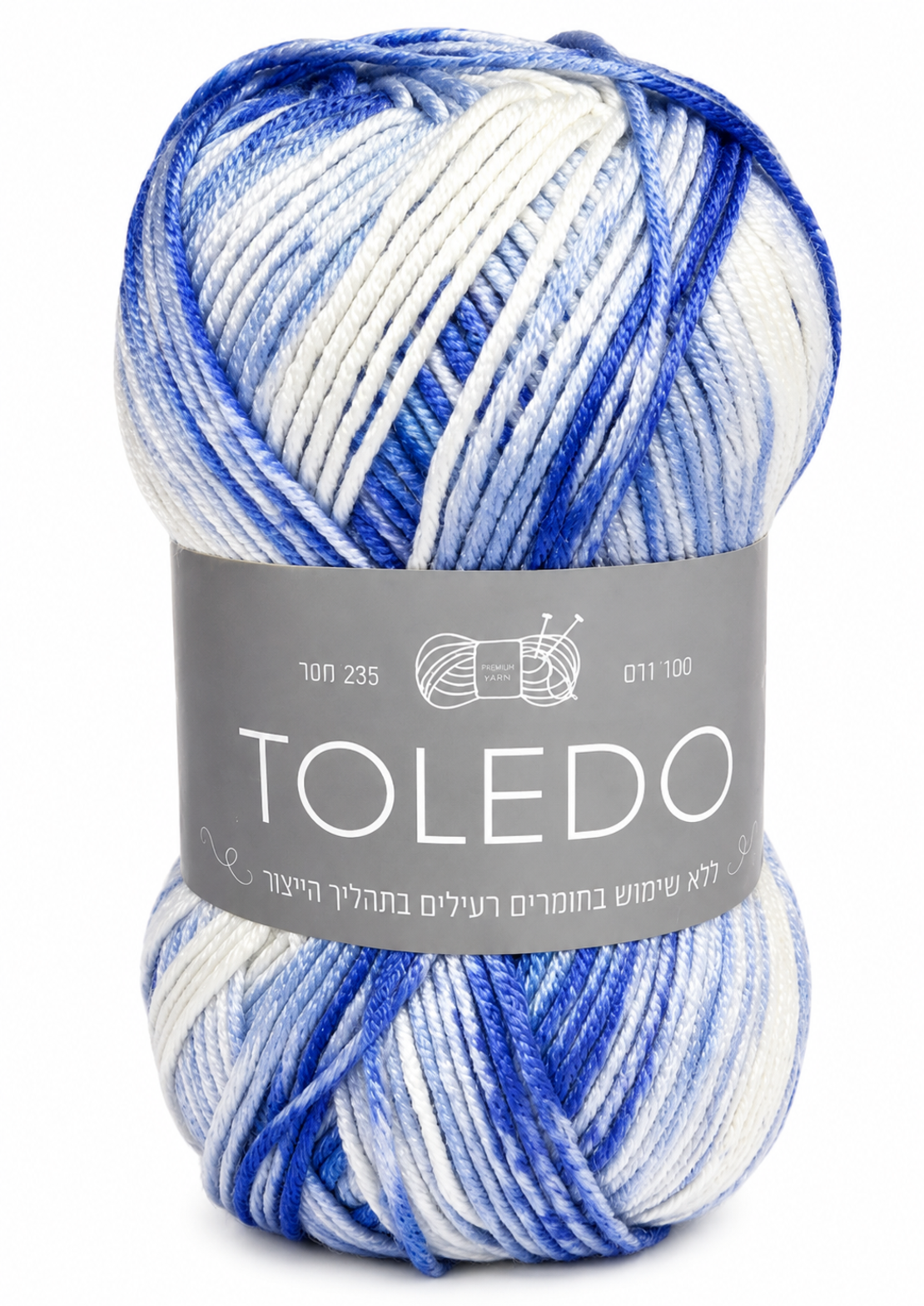 חוט צמר טולדו TOLEDO כחול-תכלת-לבן 100 גרם