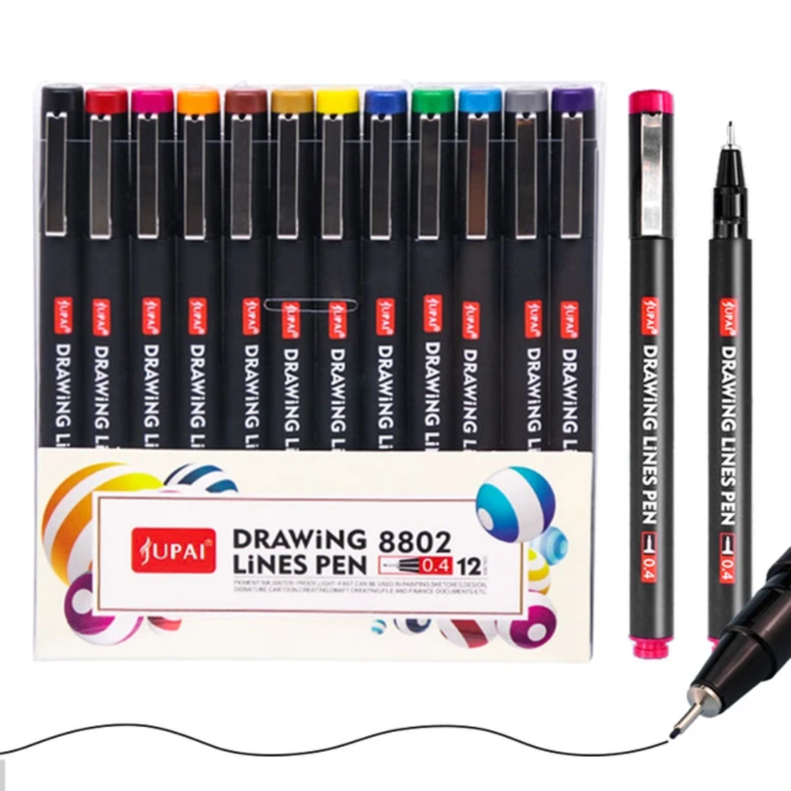 סט עטי ציור טכניים 12 צבעים Supai Drawing Lines Pen 8802