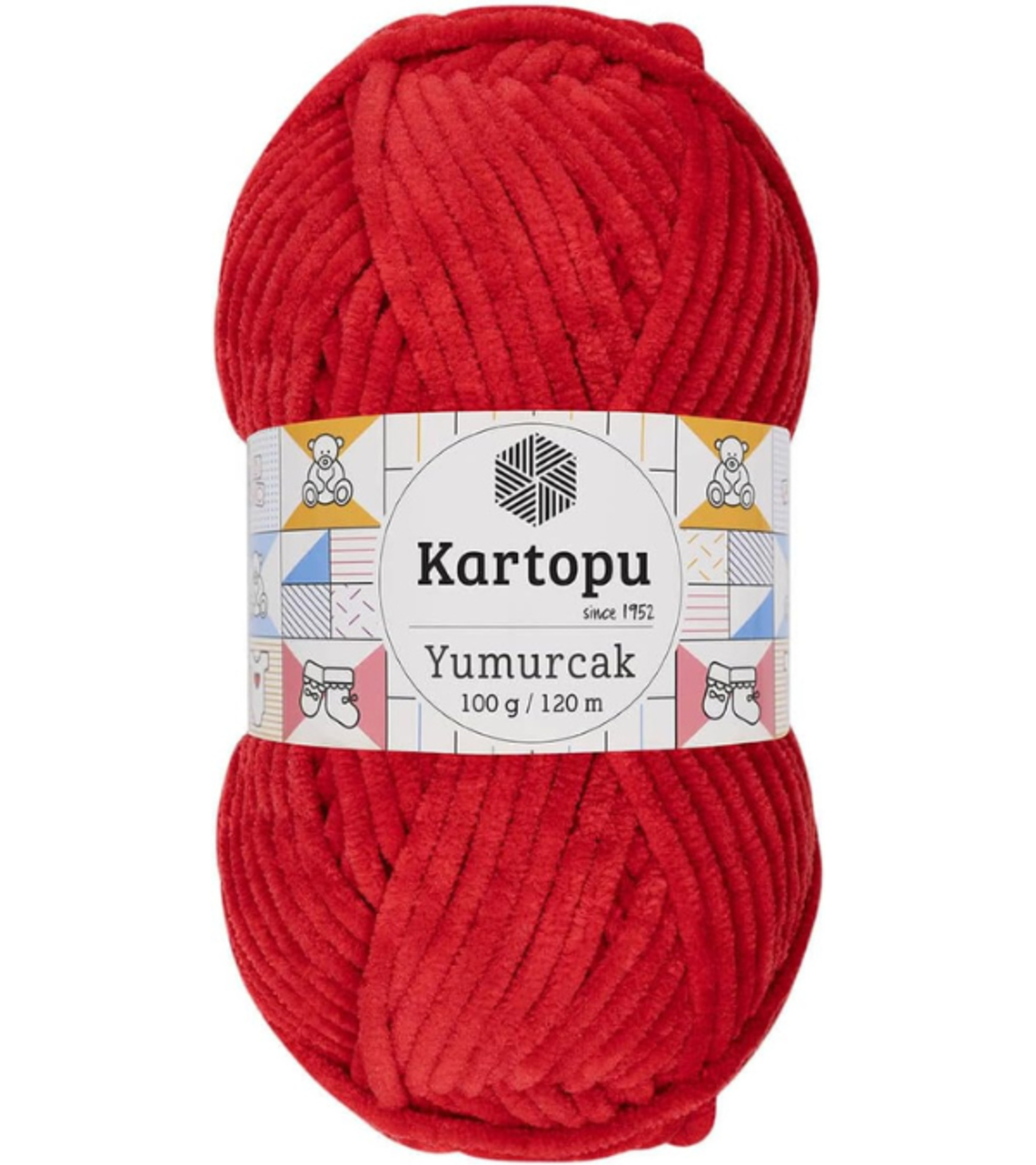 חוט קטיפה לסריגה Kartopu Yumurcak – צבע אדום