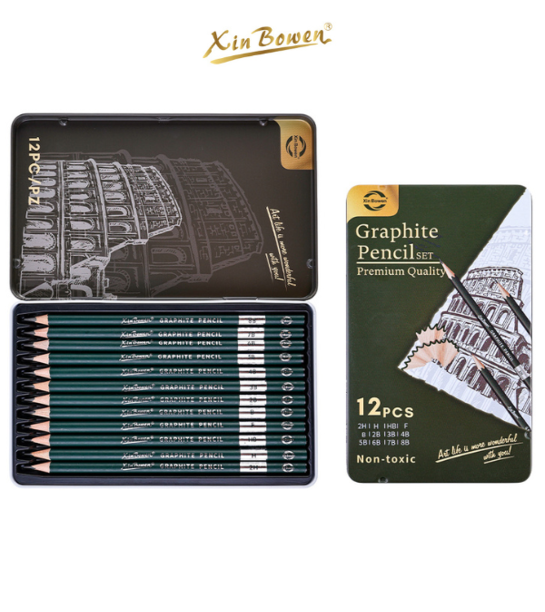 סט עפרונות גרפיט 12 יחידות – Xin Bowen Graphite Pencil Set
