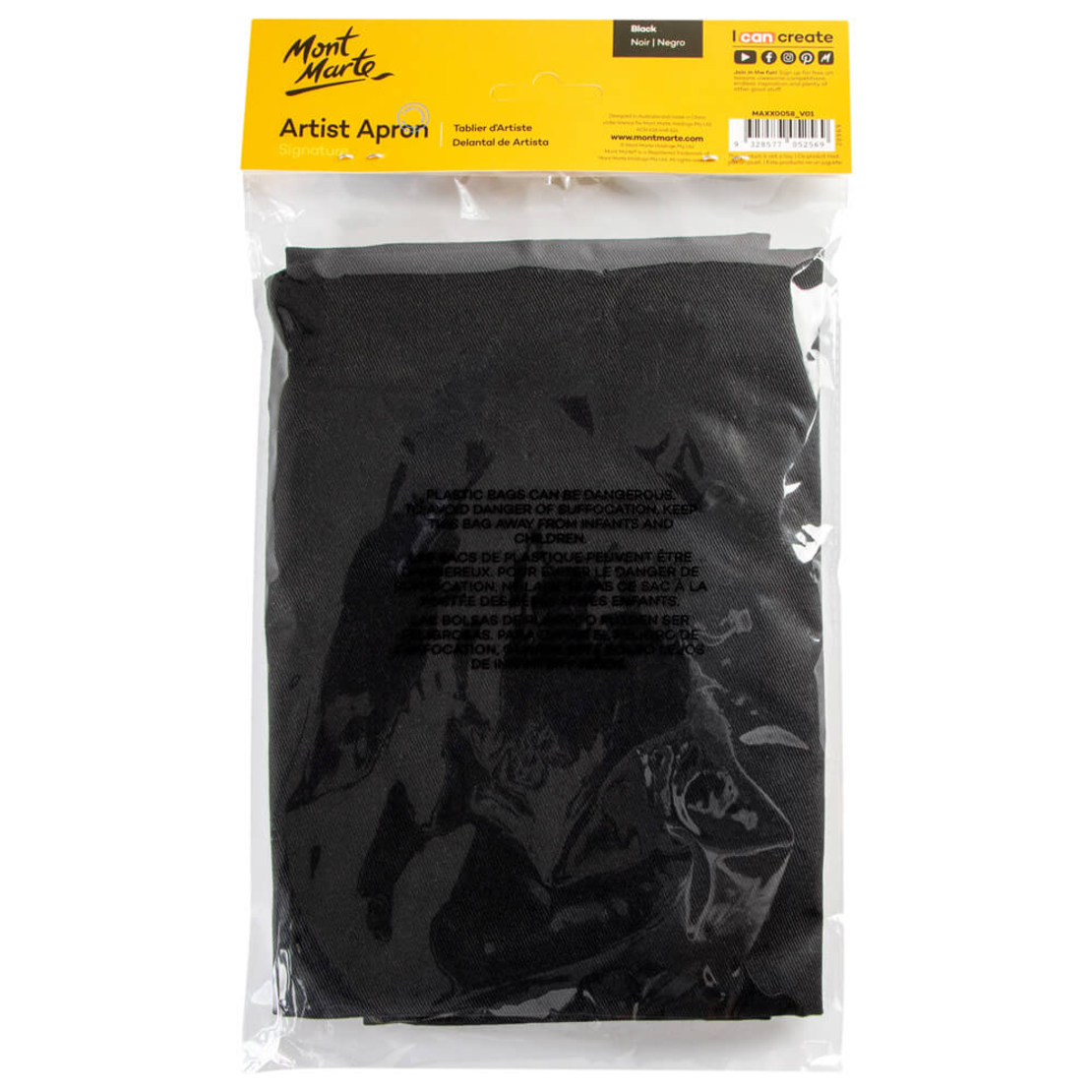 סינר אמן צבע שחור Mont Marte Artist Apron Signature