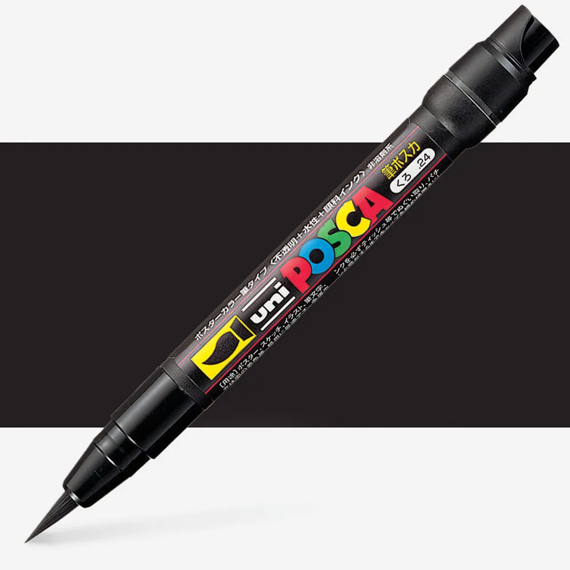 POSCA-F350 - טוש ראש מכחול אקרילי -שחור