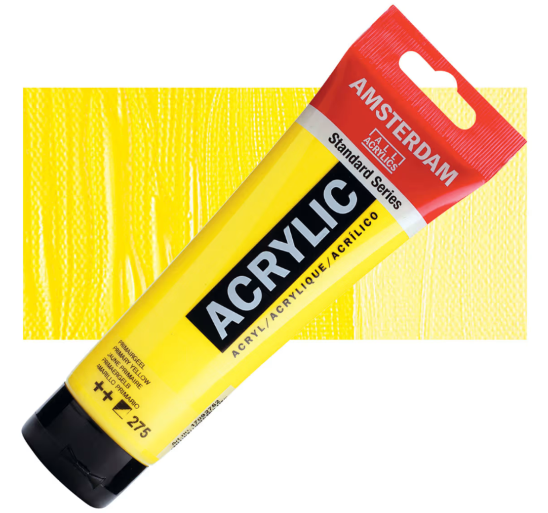 צבע אקריליק אמסטרדם מסדרת Standard – גוון צהוב יסודי (Primary Yellow 275)