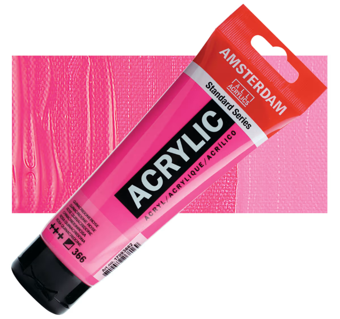 צבע אקריליק אמסטרדם מסדרת Standard – גוון ורוד קווינאקרידון (Quinacridone Rose 366)