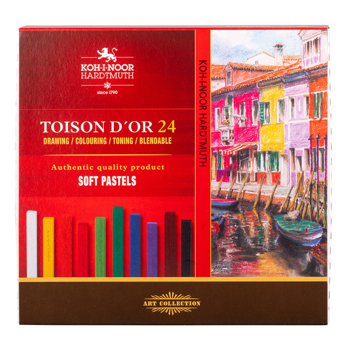 סט גירי פסטל רכים מרובעים 24 גוונים Koh-I-Noor Toison D'or
