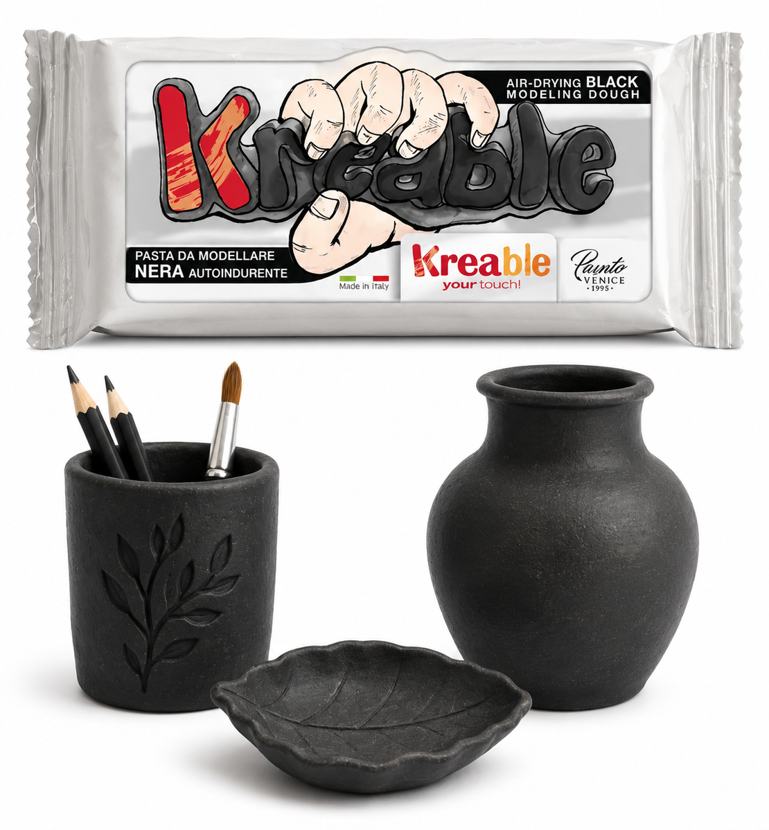 חימר מתייבש באוויר Kreable – צבע שחור 500 ג'
