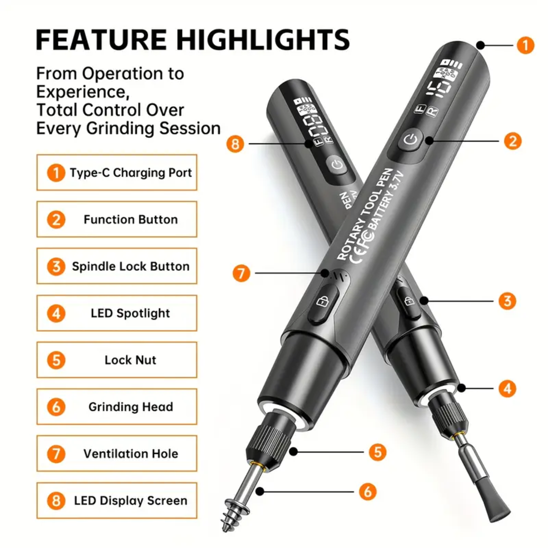 ערכת כלי רוטרי נטען עם אביזרים – Rotary Tool Pen Kit 3.7V