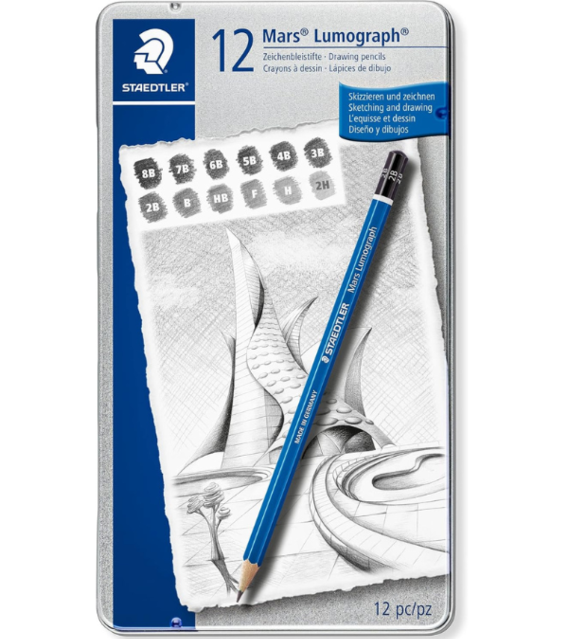 סט עפרונות גרפיט Staedtler Mars Lumograph – מארז 12 דרגות קשות