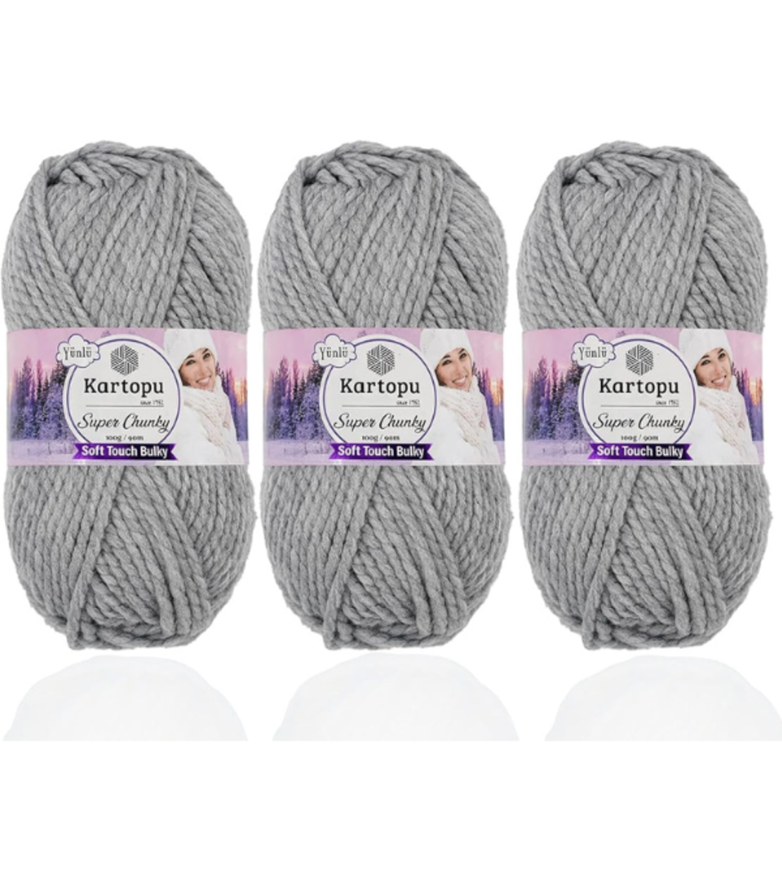 חוט צמר עבה לסריגה Kartopu Super Chunky – צבע אפור