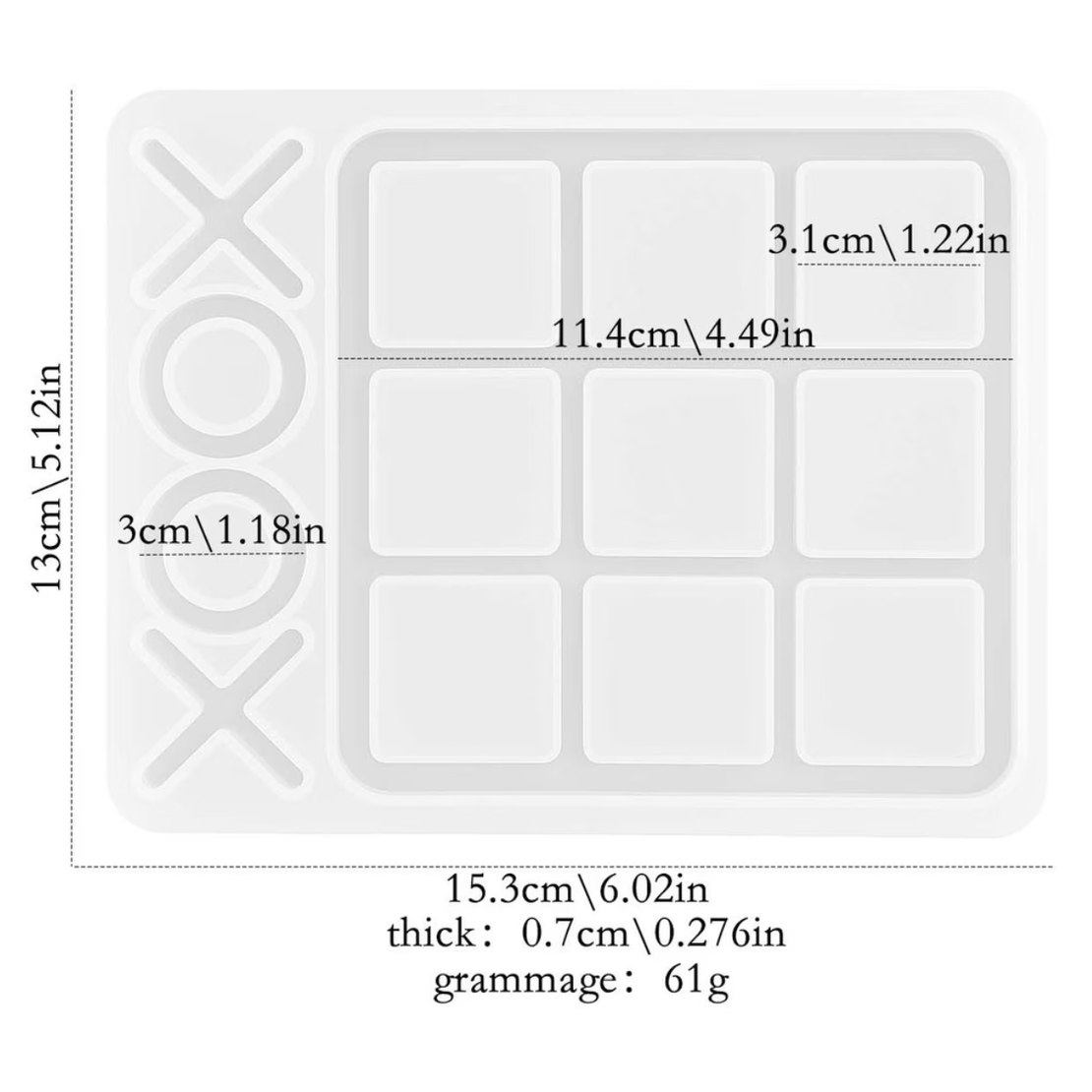 תבנית סיליקון למשחק איקס עיגול אינסופי – Infinite Tic Tac Toe Resin Mold