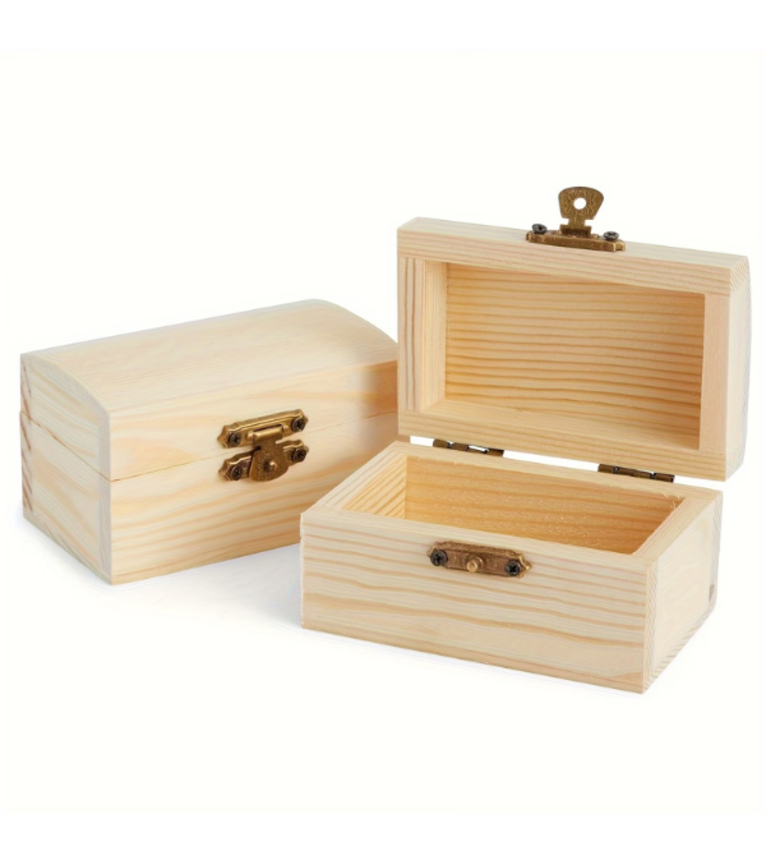 קופסת עץ קטנה עם סוגר מתכת – קופסת אחסון ויצירה לצביעה ועיצוב DIY (9×5.5×5 ס