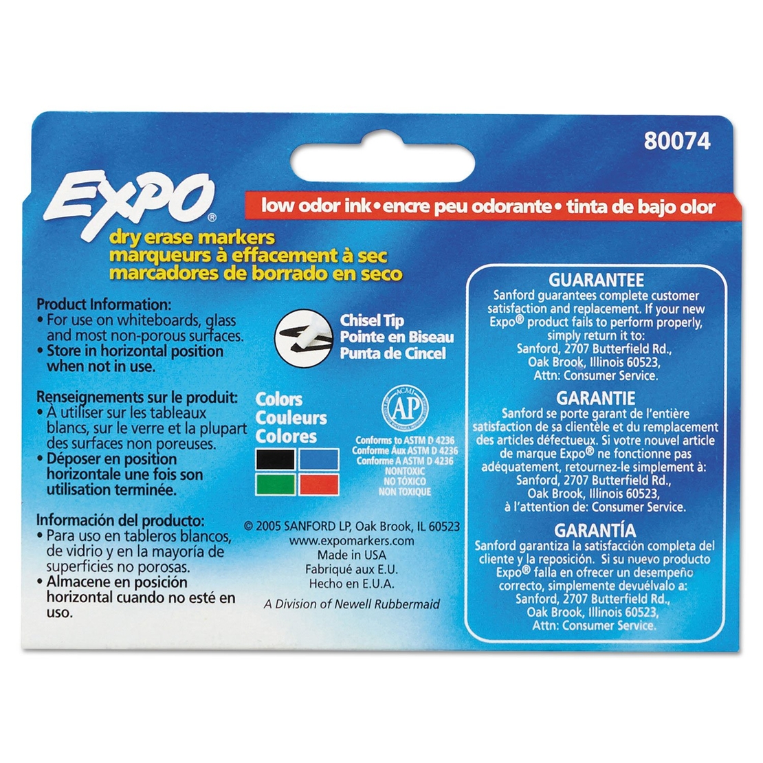 טוש לוח מחיק-סט צבעי בסיס 4 טושים ללוח מחיק- EXPO ראש קטום