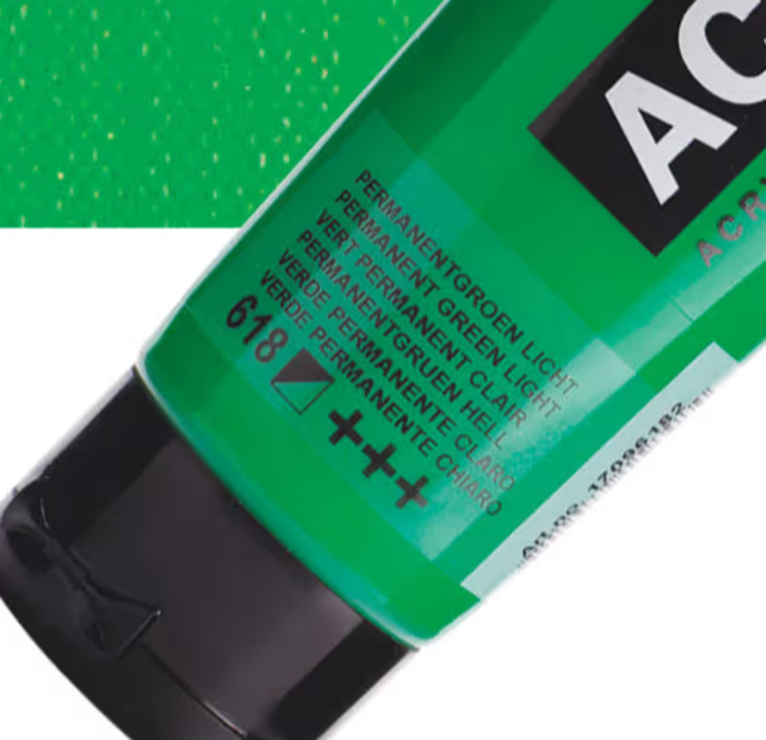 צבע אקריליק אמסטרדם מסדרת Standard – גוון ירוק בהיר קבוע (Permanent Green Light 618)