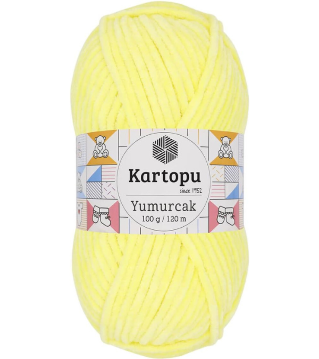 חוט קטיפה לסריגה Kartopu Yumurcak – צבע צהוב לימוני