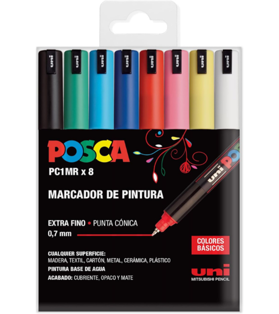 סט 8 טושים אקריליק פוסקה UNI POSCA PC-1RM