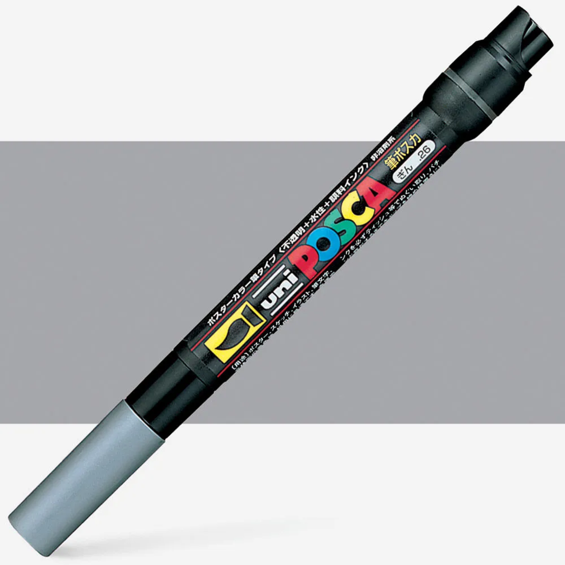 POSCA-F350 - טוש ראש מכחול אקרילי -כסף