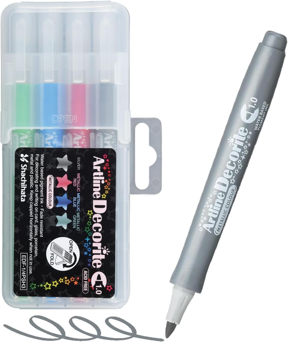 סט טושים מטאליים מארז 4 צבעים Artline Decorite