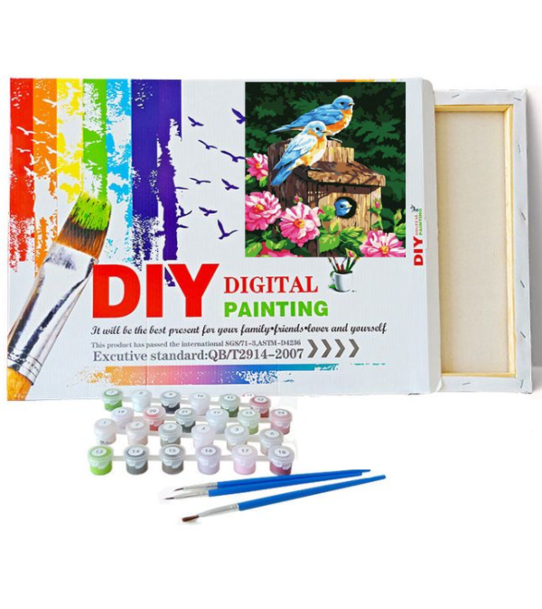 ערכת ציור לפי מספרים DIY - ציפורים על תיבת קינון | Digital Painting