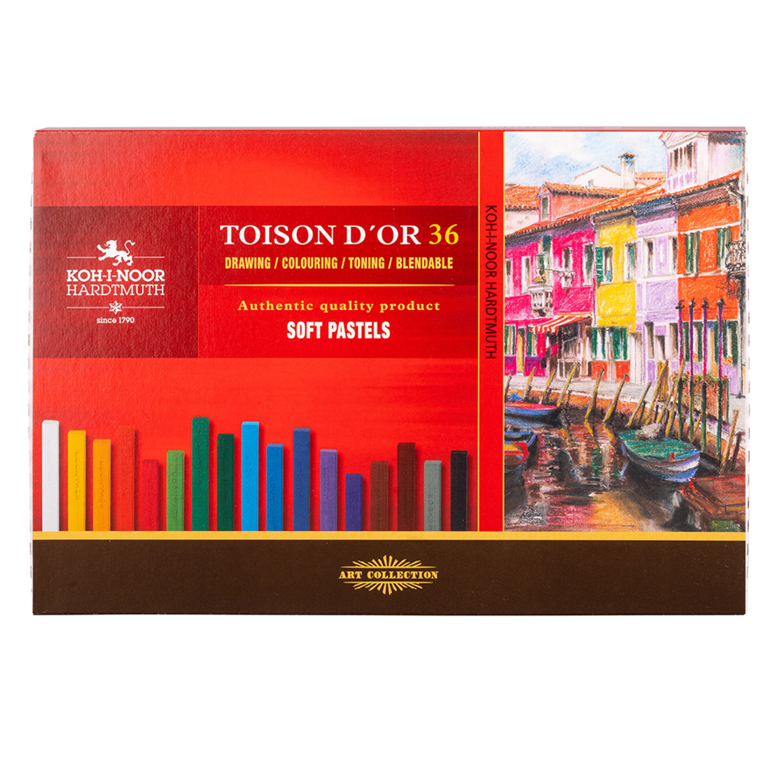 סט גירי פסטל רכים מרובעים 36 גוונים Koh-I-Noor Toison D'or